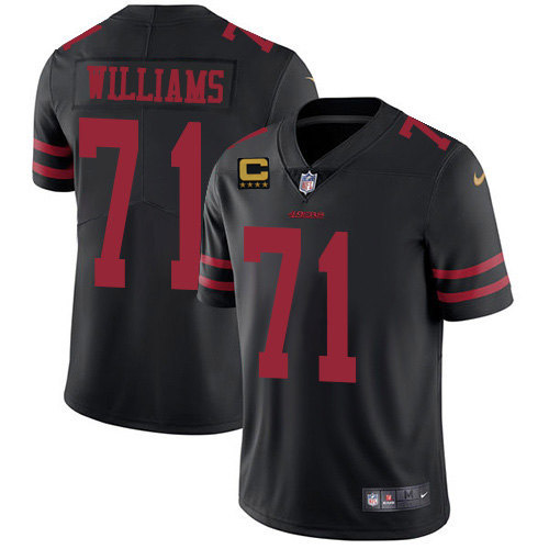 Hunk Wear - Men's San Francisco 49ers #71 Trent Williams Black With C Patch Vapor Untouchable Limited Stitched Football Jersey