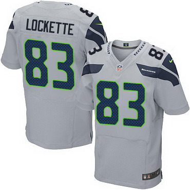Hunk Wear - Men's Seattle Seahawks #83 Ricardo Lockette Gray Alternate NFL Nike Elite Jersey
