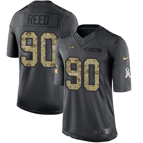 Hunk Wear - Men's Seattle Seahawks #90 Jarran Reed Black Anthracite 2016 Salute To Service Stitched NFL Nike Limited Jersey