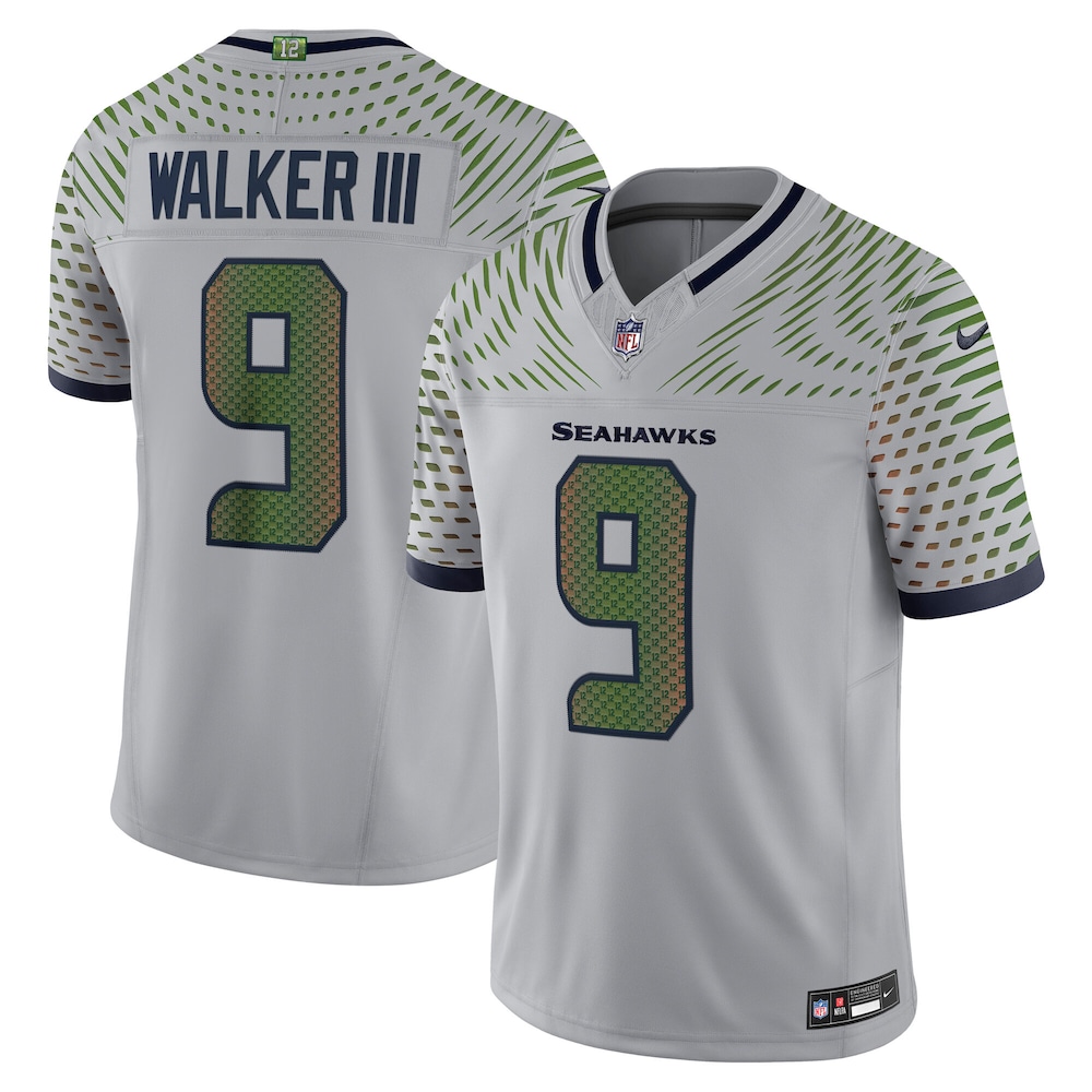 Hunk Wear - Men's Seattle Seahawks Kenneth Walker III Nike Wolf Gray 2025 Rivalries Collection Limited Jersey