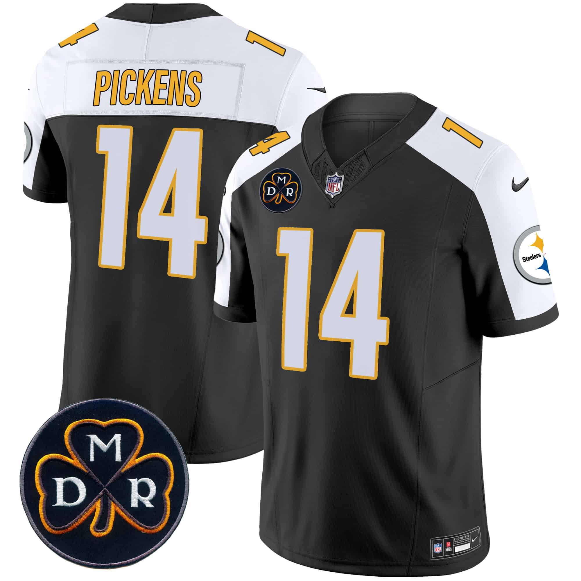 Hunk Wear - Men's Steelers DMR Patch Vapor Limited Jersey ' All Stitched ' Black Alternate ' George Pickens