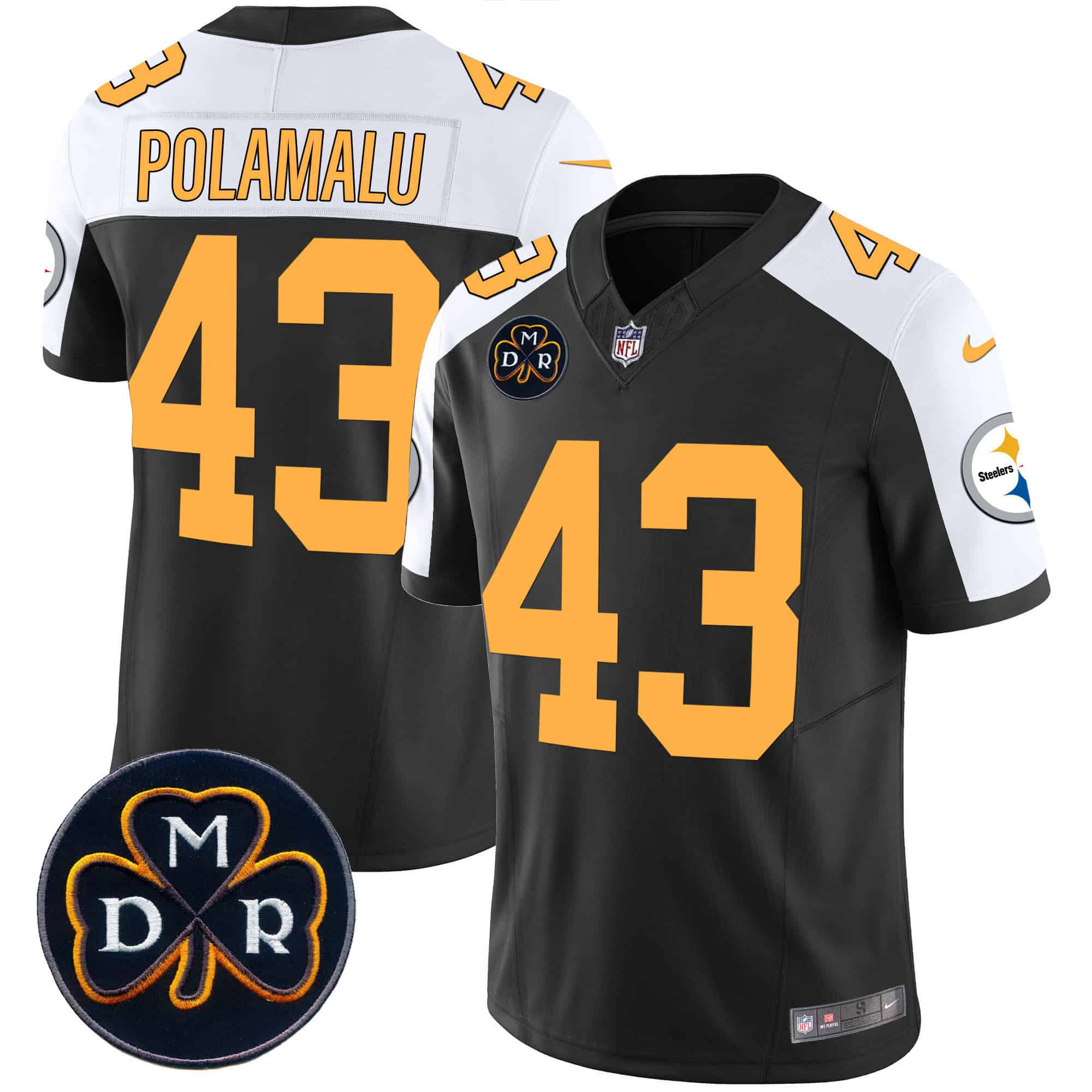 Hunk Wear - Men's Steelers DMR Patch Vapor Limited Jersey ' All Stitched ' Rush Alternate ' Troy Polamalu