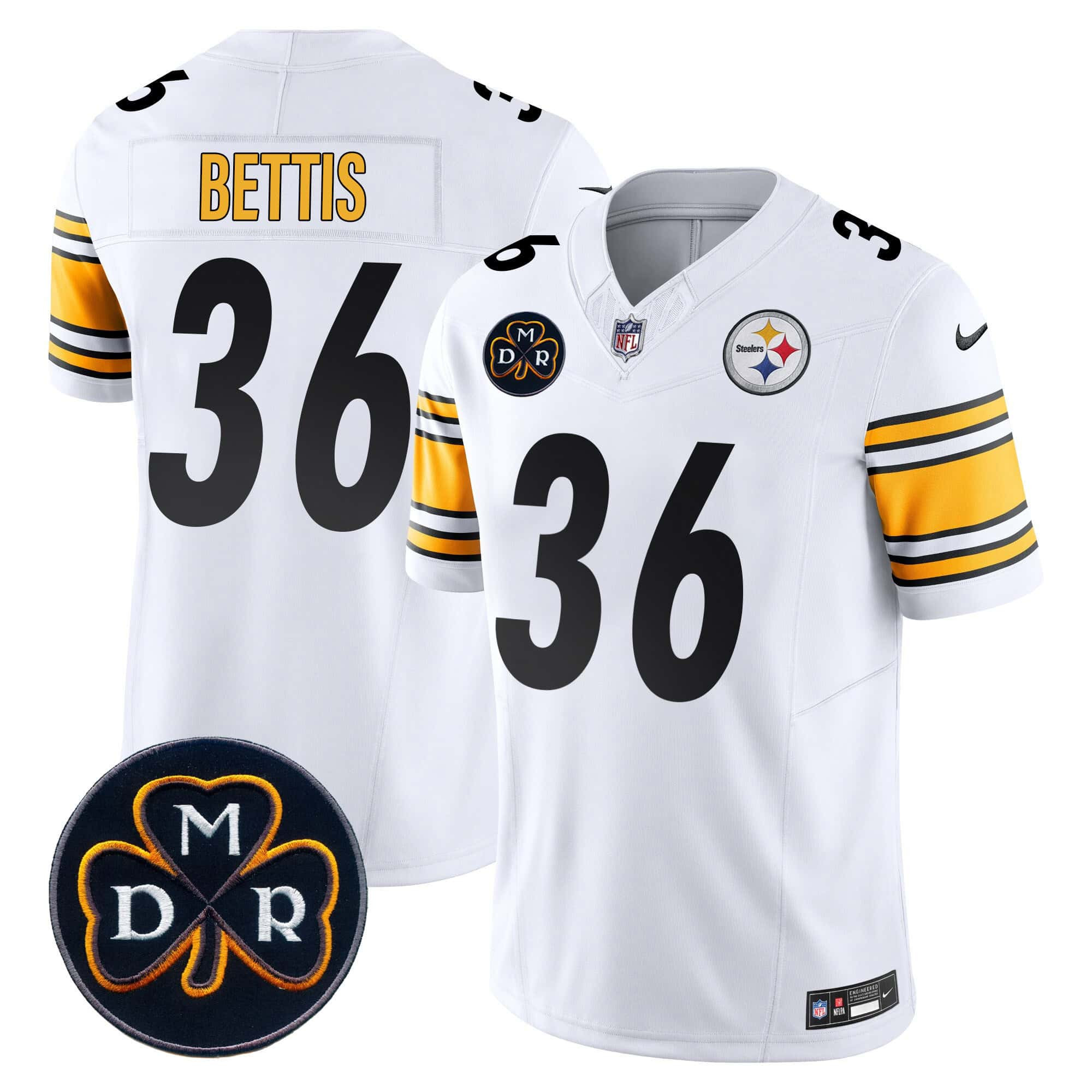 Hunk Wear - Men's Steelers DMR Patch Vapor Limited Jersey ' All Stitched ' White ' Jerome Bettis