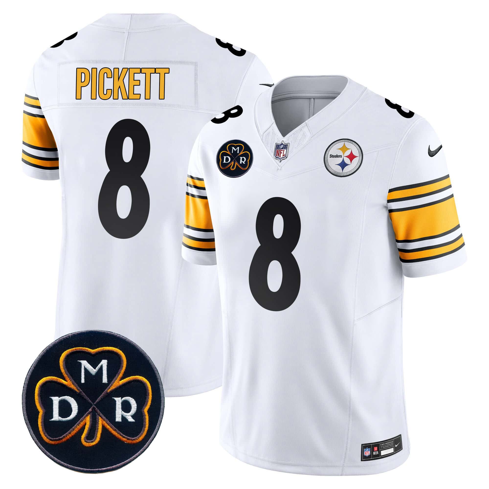 Hunk Wear - Men's Steelers DMR Patch Vapor Limited Jersey ' All Stitched ' White ' Kenny Pickett