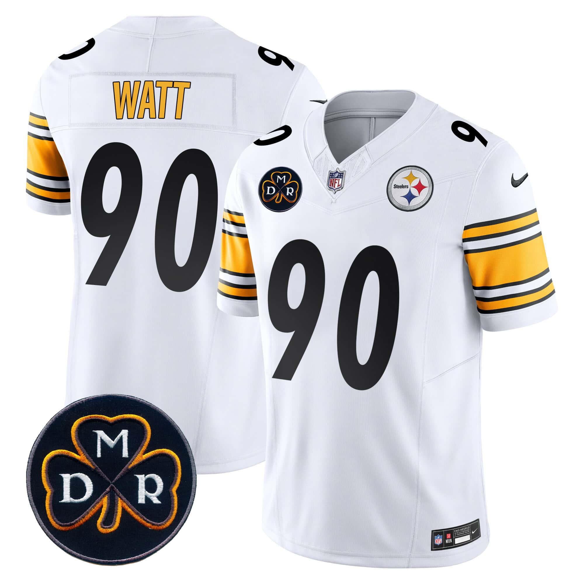Hunk Wear - Men's Steelers DMR Patch Vapor Limited Jersey ' All Stitched ' White ' T. J. Watt