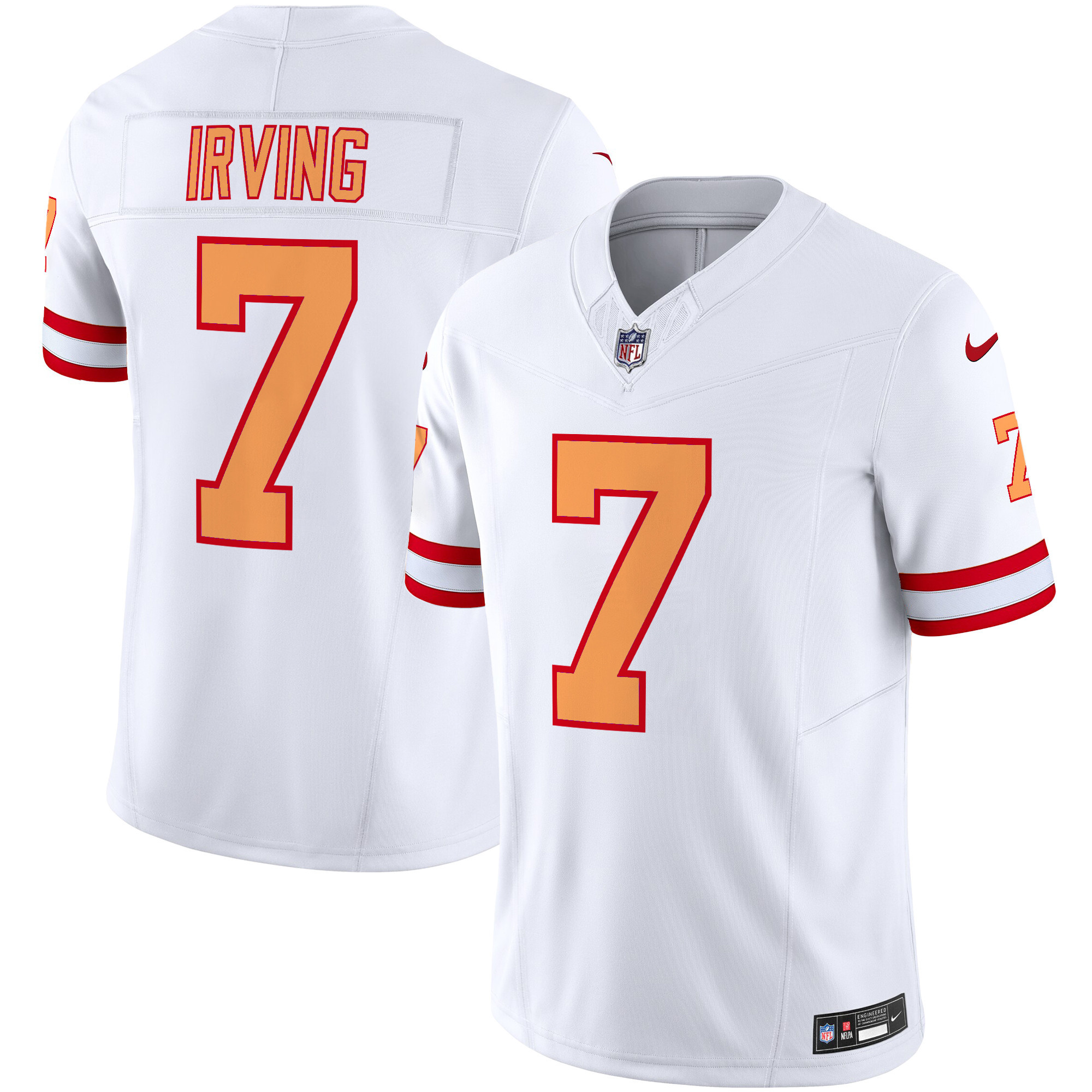 Hunk Wear - Men's Tampa Bay Buccaneers Throwback Vapor Limited Jersey V2 ' All Stitched ' White ' Bucky Irving