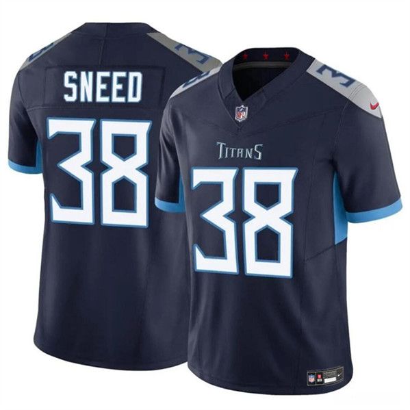 Hunk Wear - Menâ€™s Tennessee Titans #38 Lâ€™Jarius Sneed Navy 2024 F.U.S.E. Vapor Limited Football Stitched Jersey