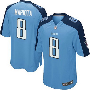 Hunk Wear - Men's Tennessee Titans #8 Marcus Mariota Light Blue Team Color NFL Nike Game Jersey