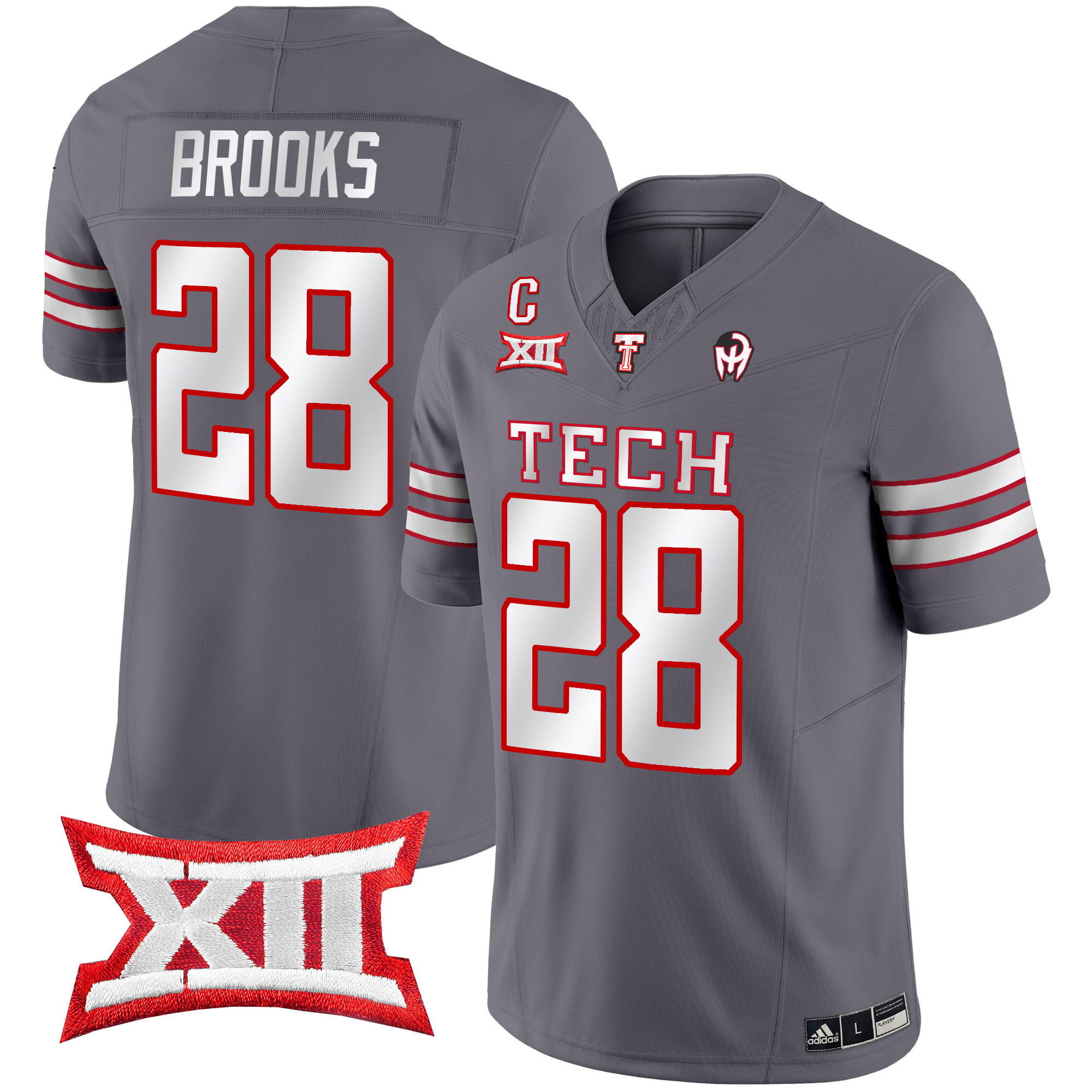 Hunk Wear - Men's Texas Tech Red Raiders 2024 Patrick Mahomes Symbol Vapor Limited Jersey ' All Stitched ' Gray ' Tahj Brooks