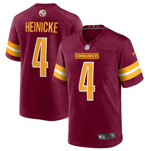 Hunk Wear - Men's Washington Commanders #4 Taylor Heinicke 2022 Burgundy Game Stitched Jersey