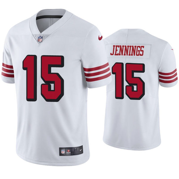 Hunk Wear - Mens San Francisco 49ers #15 Jauan Jennings Nike White Retro 1994 75th Anniversary Throwback Classic Limited Jersey