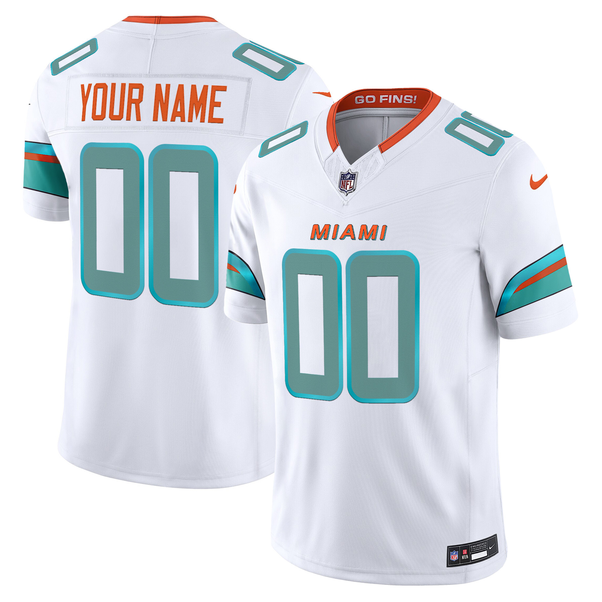 Hunk Wear - Miami Dolphins 2025 “Rivalries†Vapor Limited Custom Jersey – All Stitched – White