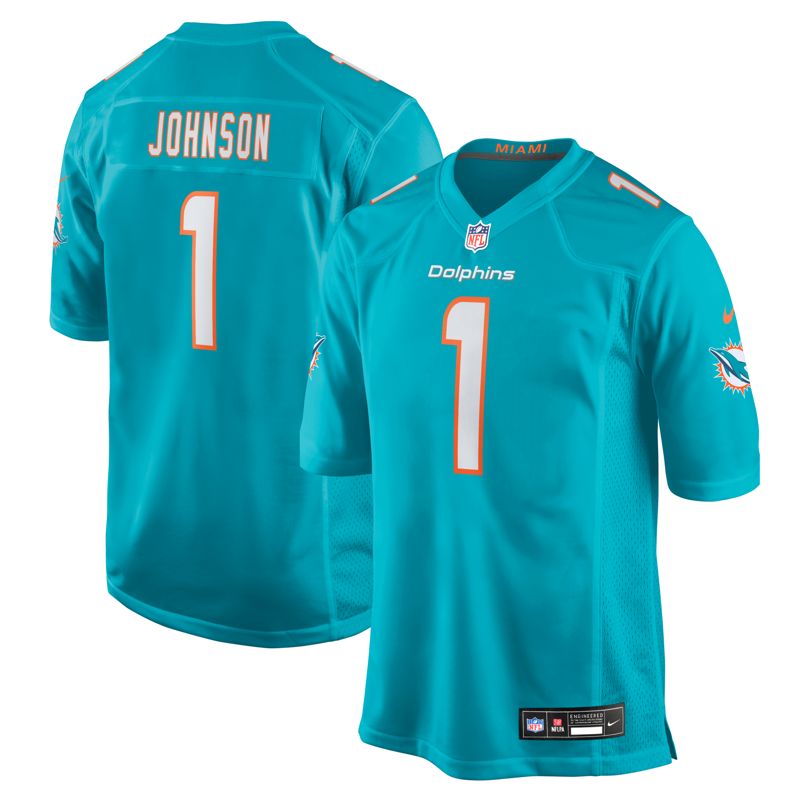 Hunk Wear - Miami Dolphins Chris Johnson 2026 NFL Draft First Round Pick No. 27 Team Game Jersey ' Aqua