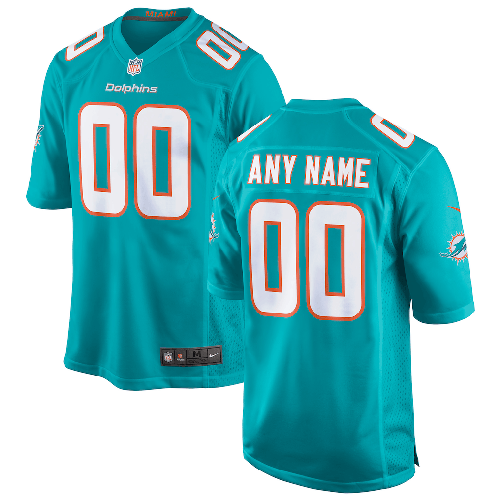 Hunk Wear - Miami Dolphins Custom Game Jersey â€“ Aqua Home Edition - MIA-03