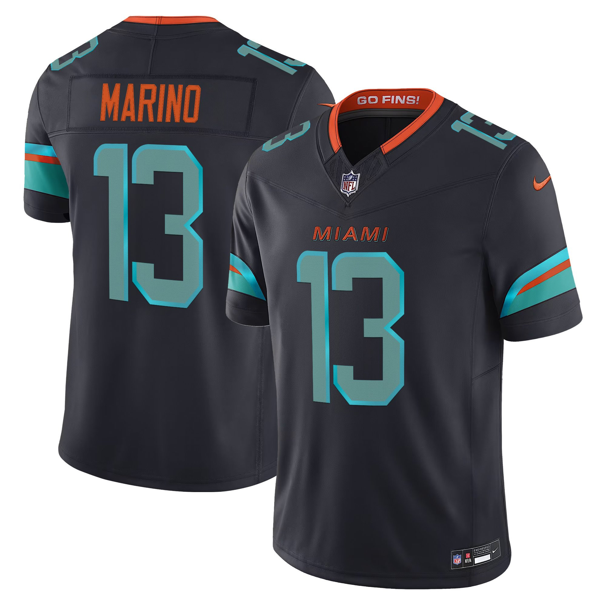 Hunk Wear - Miami Dolphins Dan Marino Rivalries Vapor Limited Jersey â€“ All Stitched â€“ Dark Waters