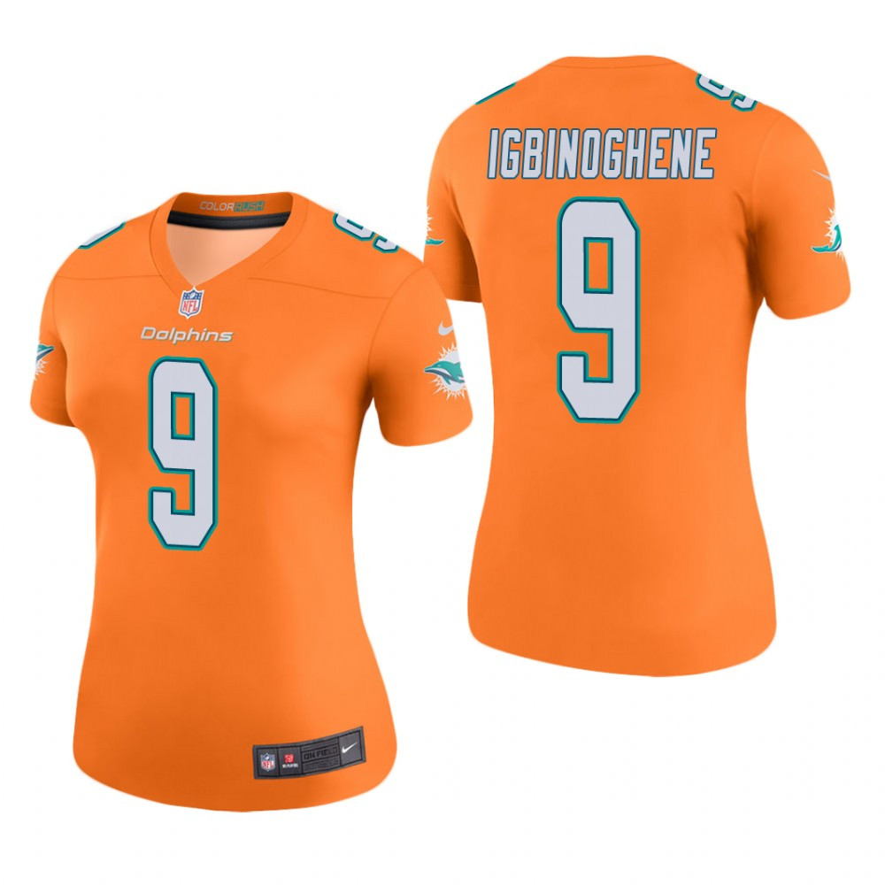 Hunk Wear - Miami Dolphins Noah Igbinoghene Orange Jersey Color Rush Legend - Women's