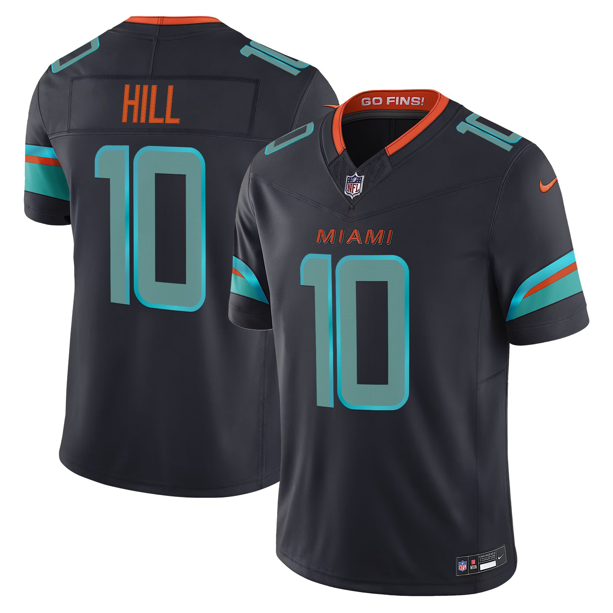 Hunk Wear - Miami Dolphins Tyreek Hill Rivalries Vapor Limited Jersey â€“ All Stitched â€“ Dark Waters