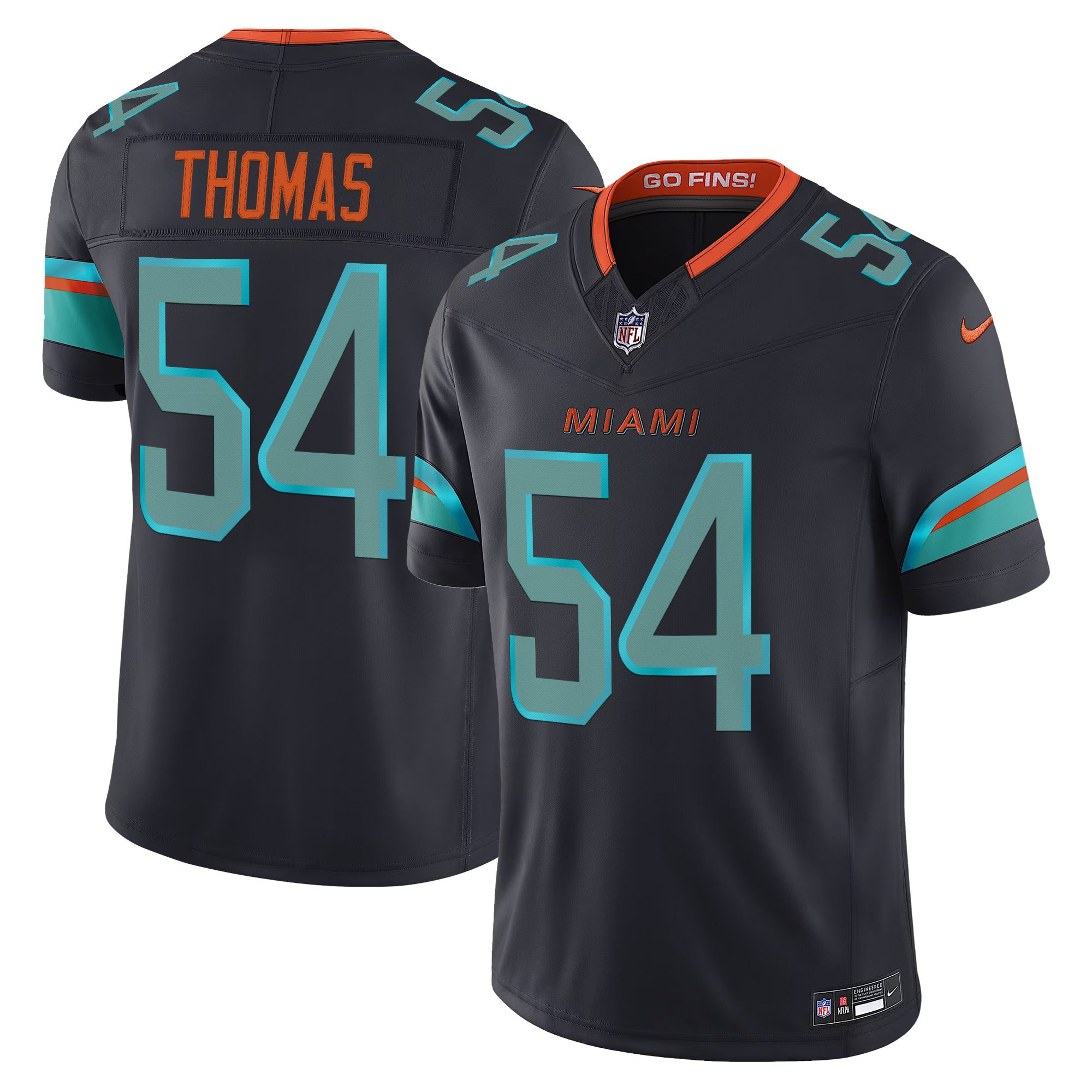Hunk Wear - Miami Dolphins Zach Thomas Rivalries Vapor Limited Jersey â€“ All Stitched â€“ Dark Waters