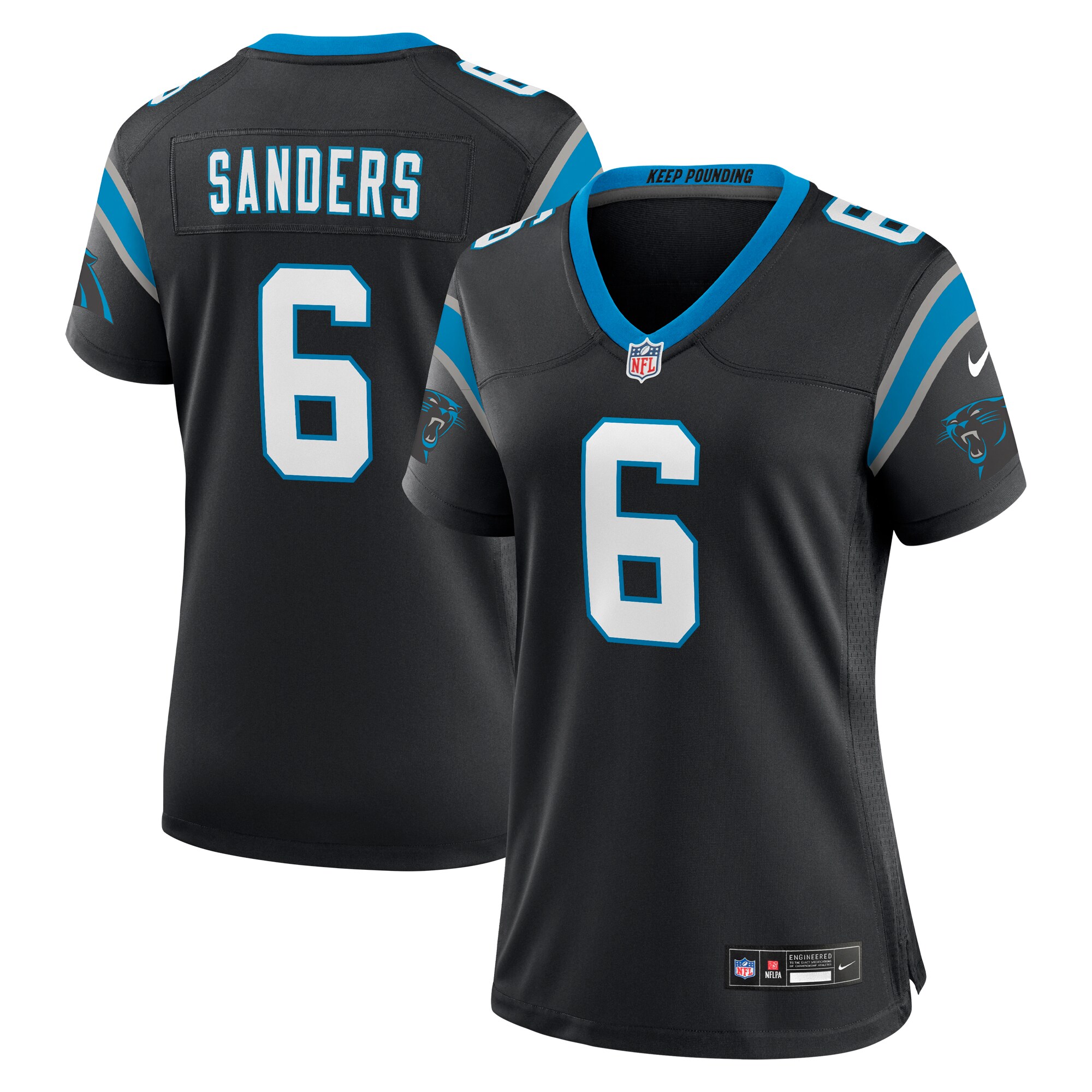 Hunk Wear - Miles Sanders Carolina Panthers Nike Womenâ€™s Team Game Jersey ' Black