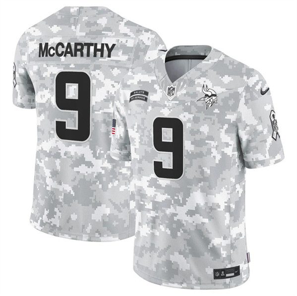 Hunk Wear - Minnesota Vikings #9 JJ Mccarthy Arctic Camo 2024 FUSE Salute To Service Limited Football Stitched Jersey