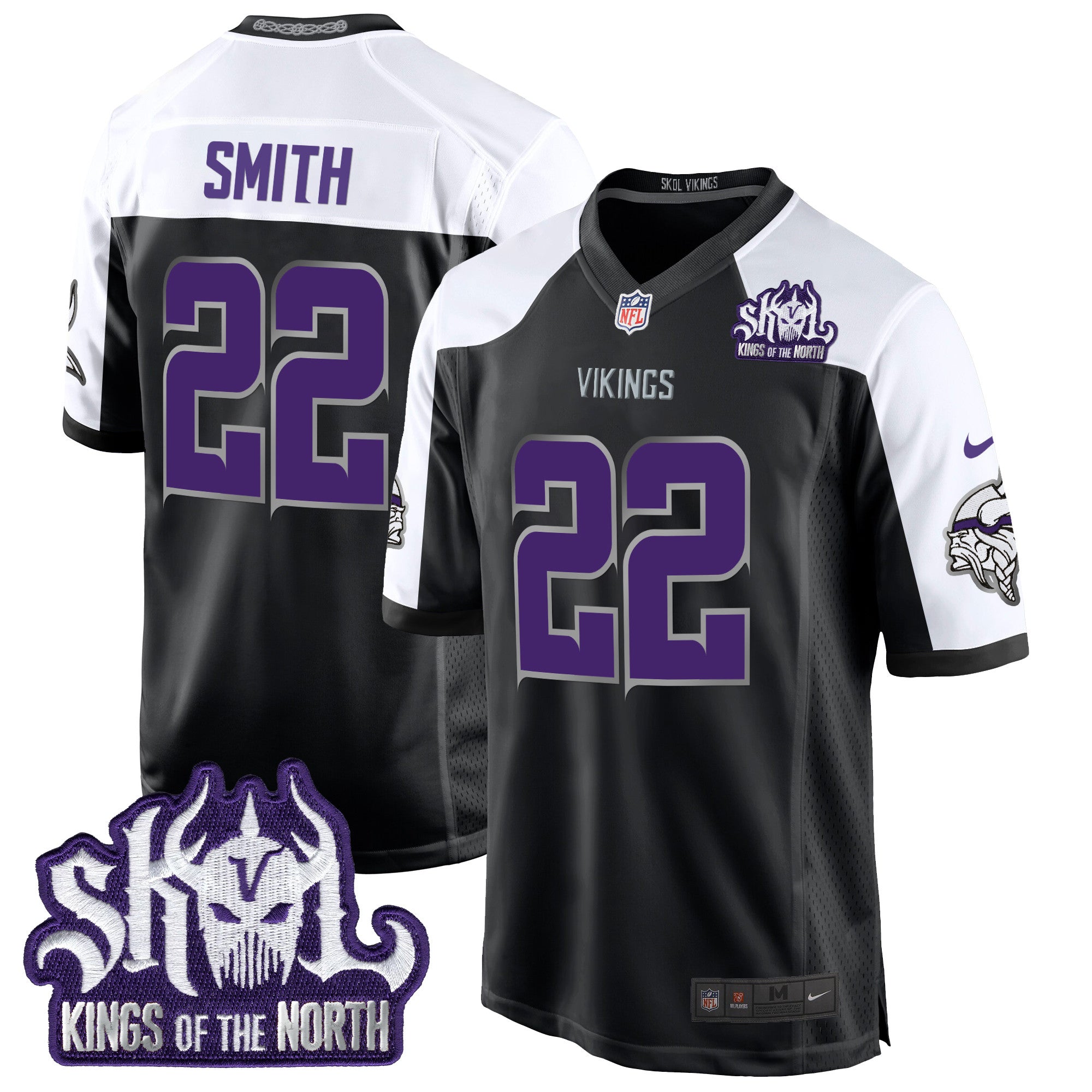 Hunk Wear - Minnesota Vikings 2024 Winter Warrior Skol Patch Game Jersey ' All Stitched ' Black Alternate ' Harrison Smith Jersey
