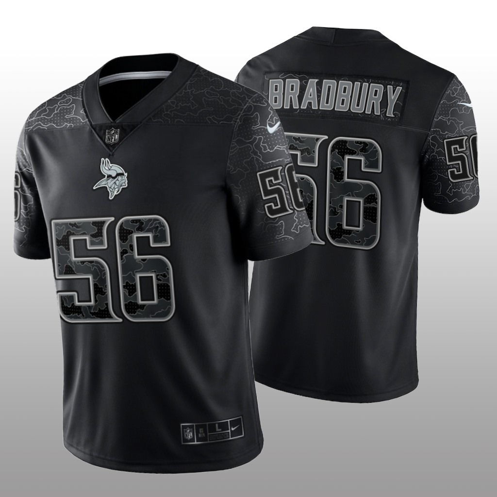 Hunk Wear - Minnesota Vikings Garrett Bradbury Black Jersey Reflective Limited - Men's