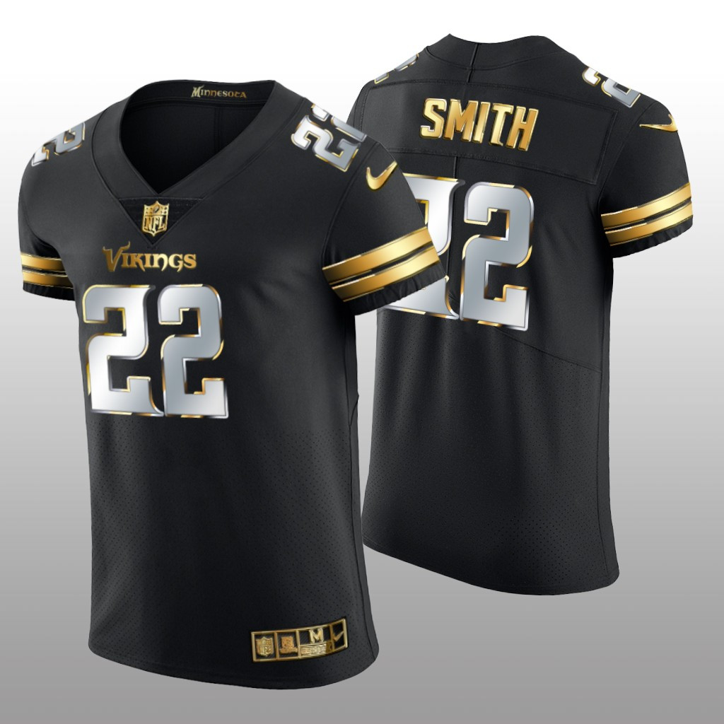 Hunk Wear - Minnesota Vikings Harrison Smith Black Vapor Elite Jersey Golden Edition Men's