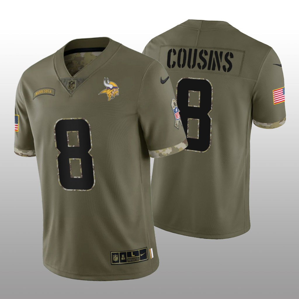 Hunk Wear - Minnesota Vikings Kirk Cousins Olive Jersey Salute To Service - Men's