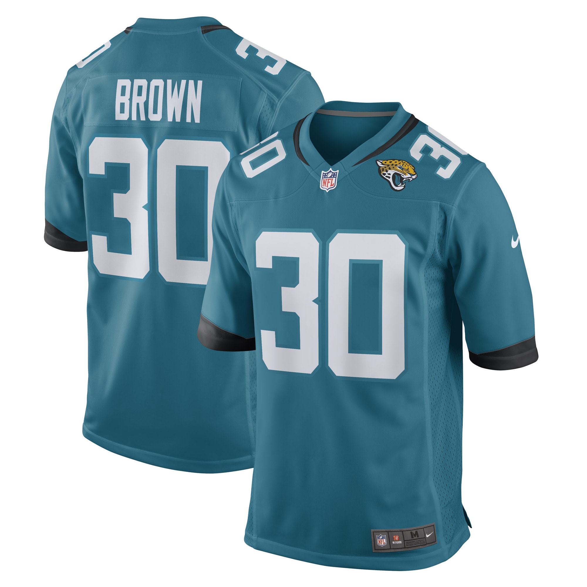 Hunk Wear - Montaric Brown Jacksonville Jaguars Nike Game Player Jersey Teal