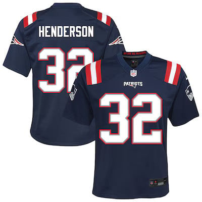 Hunk Wear - New England Patriots #32 Henderson Navy Home Game Jersey â€“ NEW-N05
