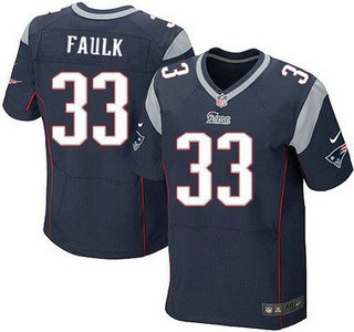 Hunk Wear - New England Patriots #33 Kevin Faulk Navy Blue Retired Player NFL Nike Elite Jersey