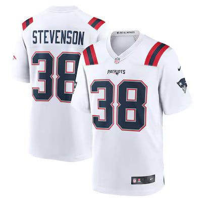 Hunk Wear - New England Patriots #38 Rhamondre Stevenson White Road Game Jersey â€“ NEW-N12