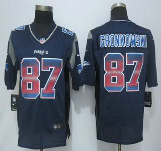 Hunk Wear - New England Patriots #87 Rob Gronkowski Navy Blue Strobe 2015 NFL Nike Fashion Jersey
