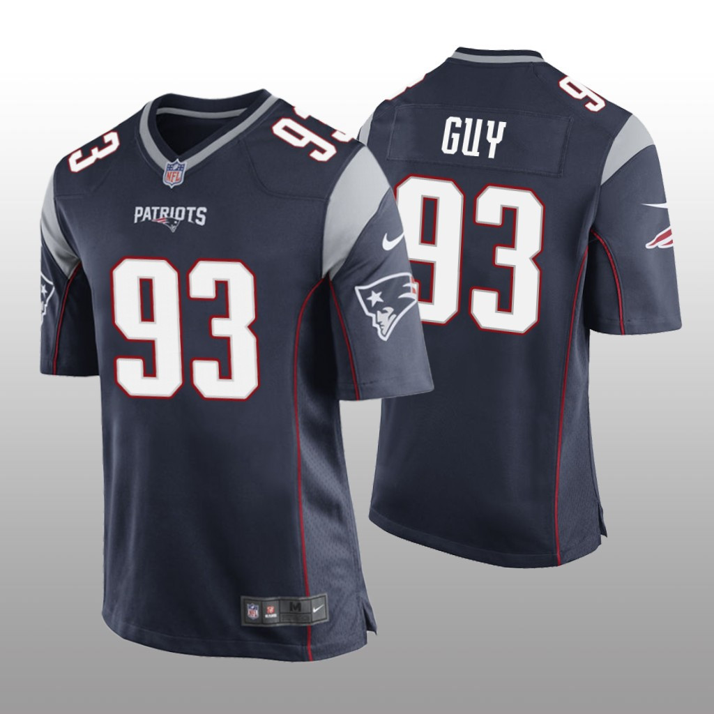 Hunk Wear - New England Patriots #93 Navy Men's Lawrence Guy Game Jersey