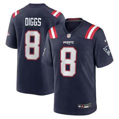 Hunk Wear - New England Patriots Alternate Navy Jersey â€“ #8 Stefon Diggs â€“ NEW-N02