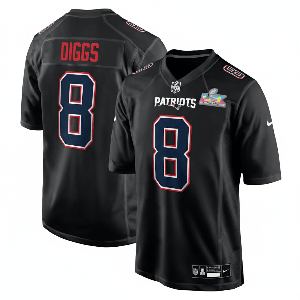 Hunk Wear - New England Patriots Black Game Jersey â€“ #8 Stefon Diggs â€“ NEW-N01