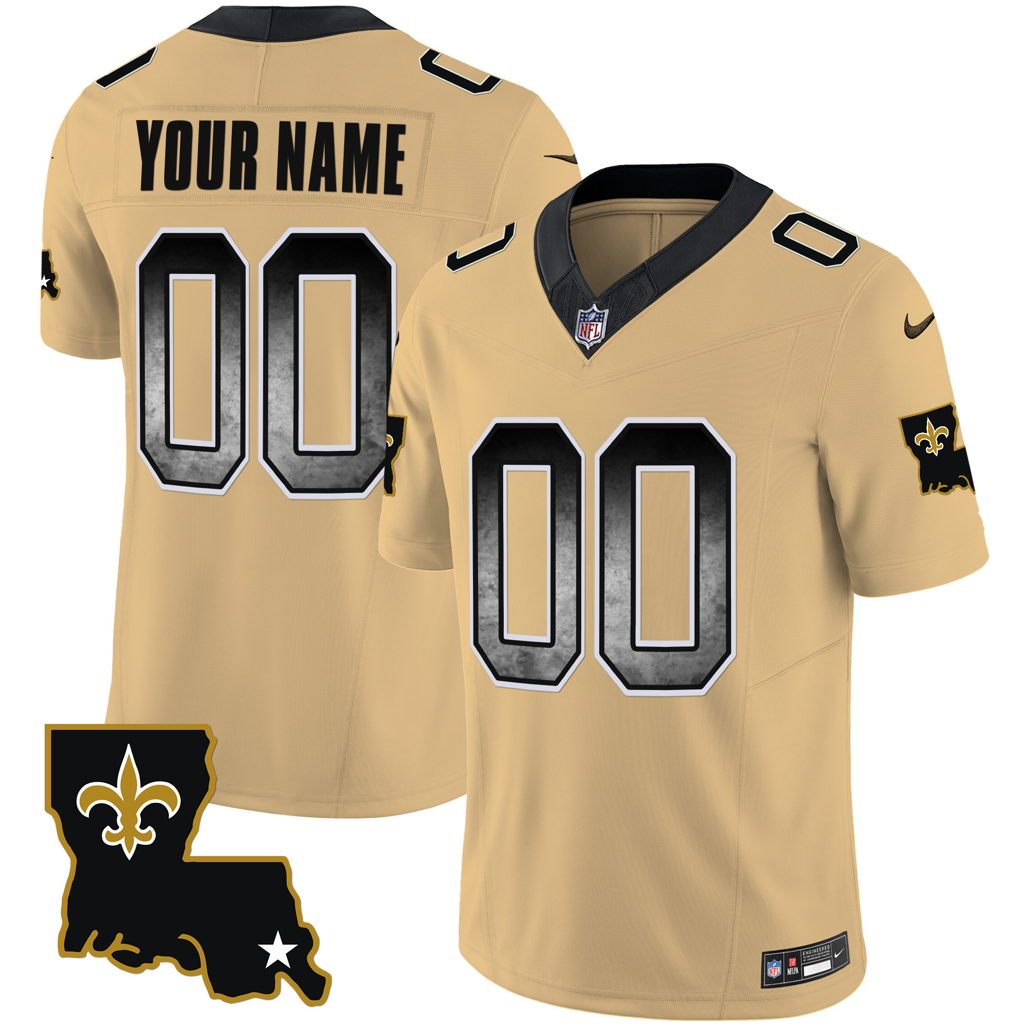 Hunk Wear - New Orleans Saints 1987 Legacy Arch Smoke Custom Gold Jersey