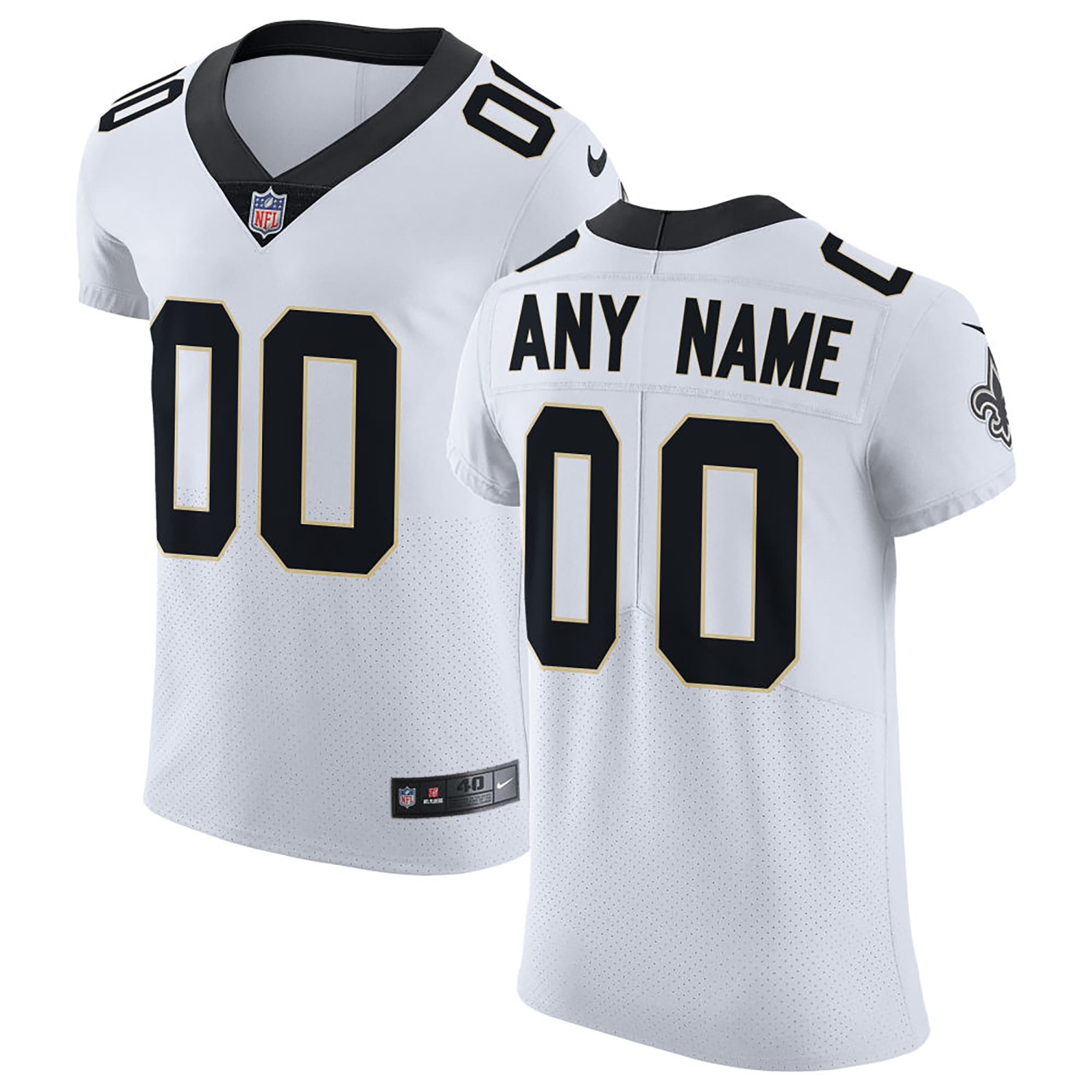 Hunk Wear - New Orleans Saints Nike Vapor Untouchable Elite Custom Jersey White