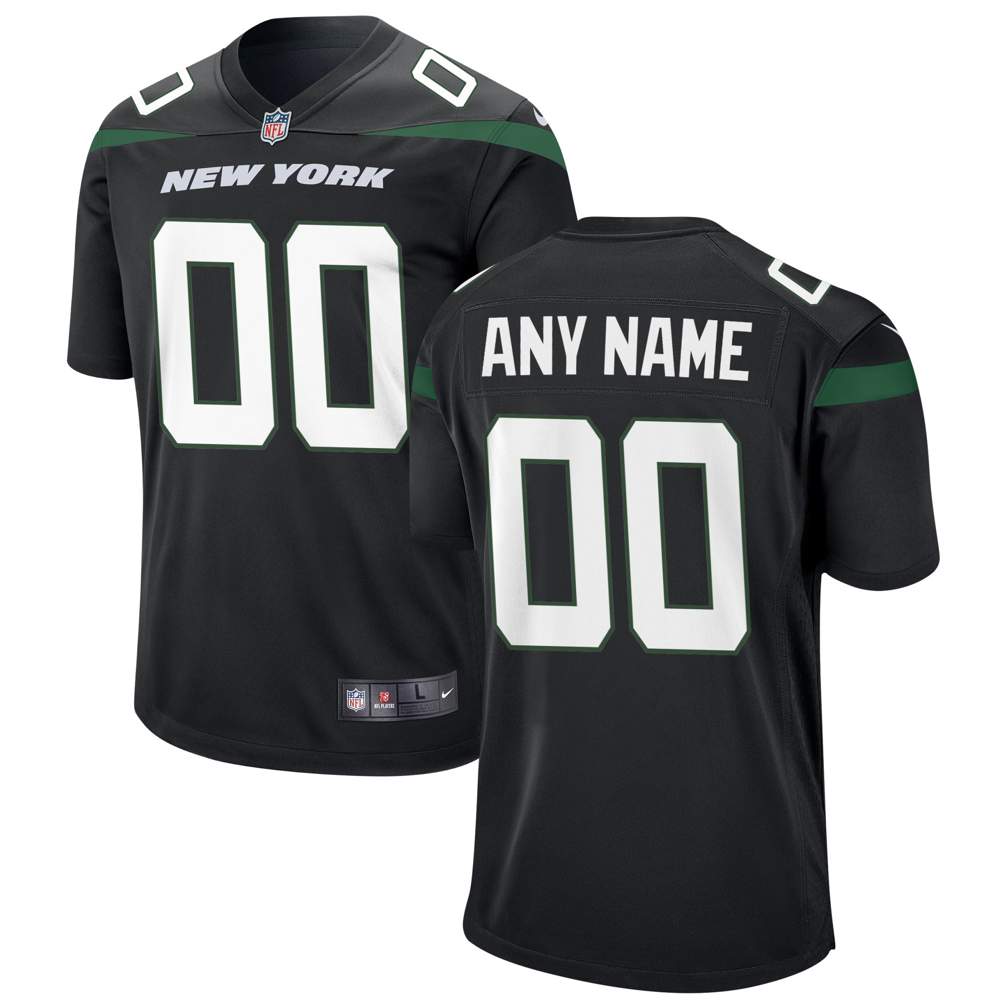Hunk Wear - New York Jets Nike Youth Custom Game Jersey – Black
