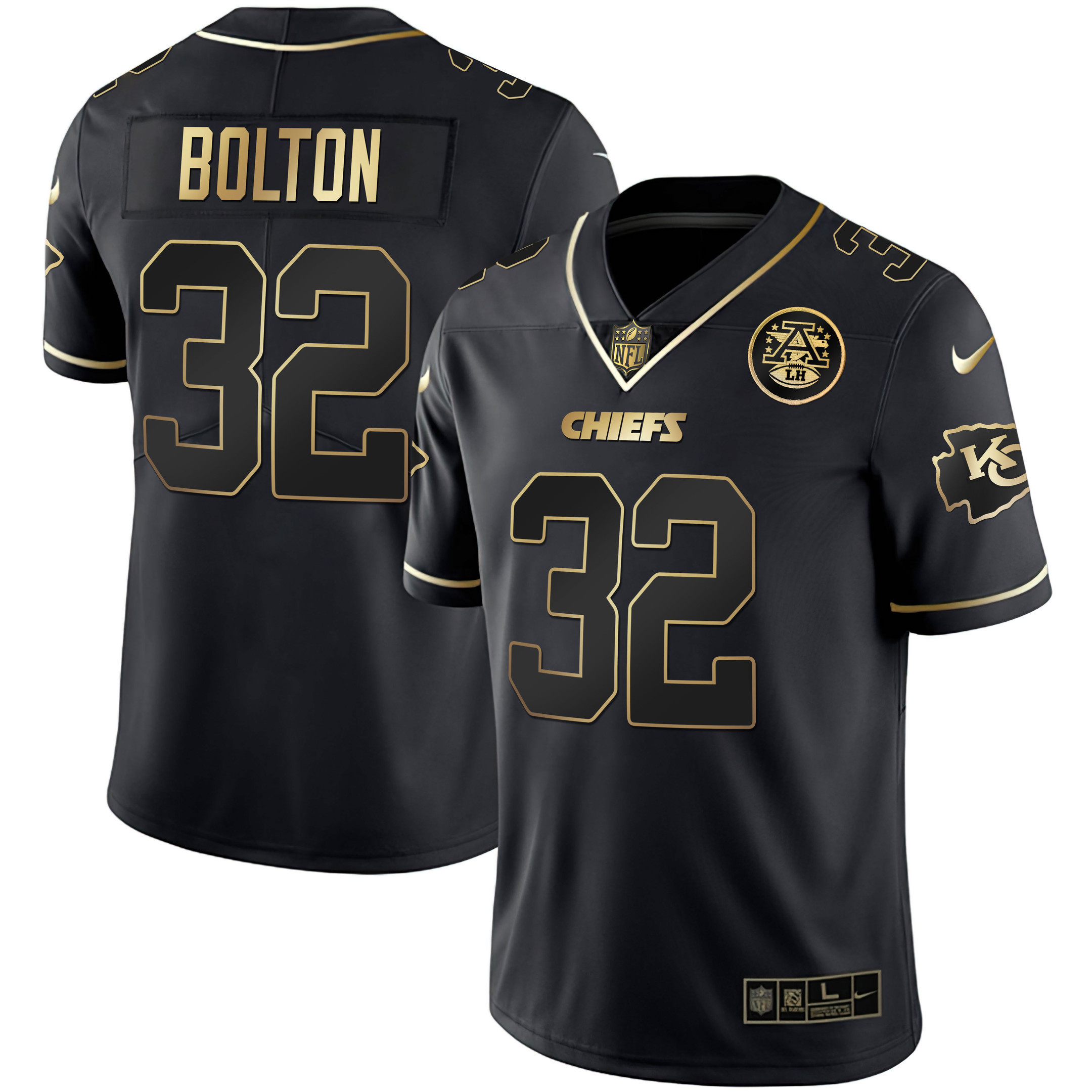 Hunk Wear - Nick Bolton Men's Kansas City Chiefs White Gold & Black Gold Black Gold Jersey