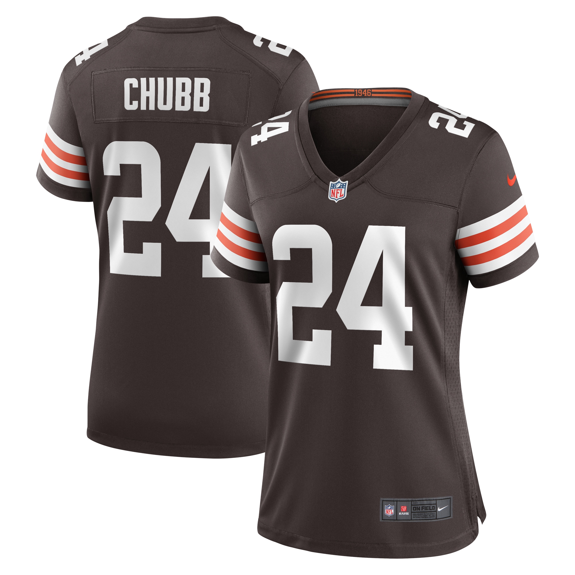 Hunk Wear - Nick Chubb Cleveland Browns Nike Womenâ€™s Team Game Jersey ' Brown