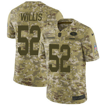 Hunk Wear - Nike 49ers #52 Patrick Willis Camo Men's Stitched NFL Limited 2018 Salute To Service Jersey