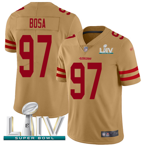 Hunk Wear - Nike 49ers #97 Nick Bosa Gold Super Bowl LIV 2020 Youth Stitched NFL Limited Inverted Legend Jersey