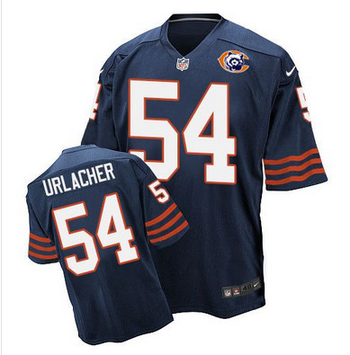 Hunk Wear - Nike Bears #54 Brian Urlacher Navy Blue Throwback Men's Stitched NFL Elite Jersey
