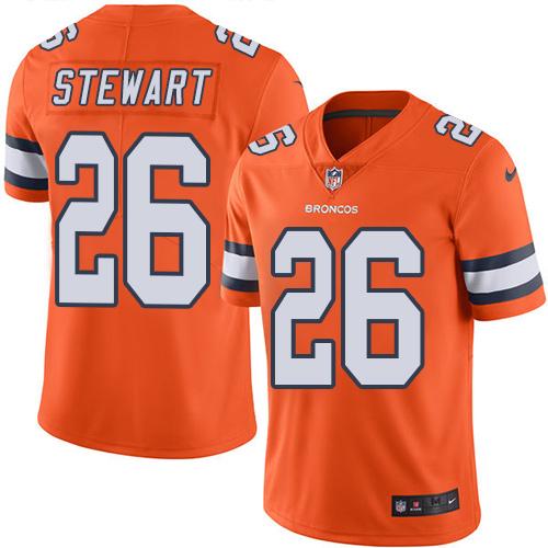 Hunk Wear - Nike Broncos #26 Darian Stewart Orange Men's Stitched NFL Limited Rush Jersey