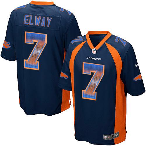 Hunk Wear - Nike Broncos #7 John Elway Navy Blue Alternate Men's Stitched NFL Limited Strobe Jersey