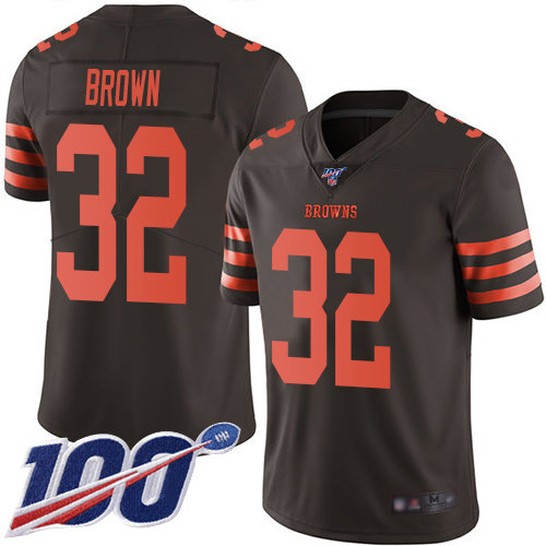 Hunk Wear - Nike Browns #32 Jim Brown Brown Men's Stitched NFL Limited Rush 100th Season Jersey