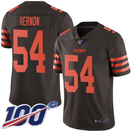 Hunk Wear - Nike Browns #54 Olivier Vernon Brown Men's Stitched NFL Limited Rush 100th Season Jersey