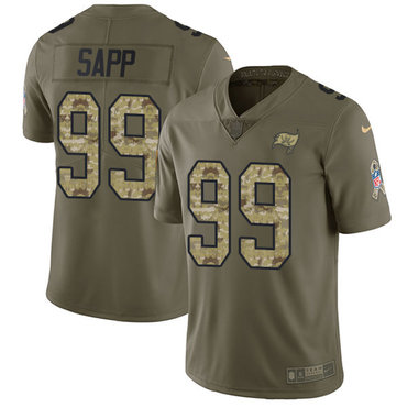 Hunk Wear - Nike Buccaneers #99 Warren Sapp Olive Camo Men's Stitched NFL Limited 2017 Salute To Service Jersey