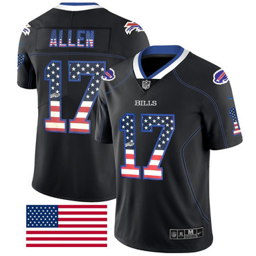 Hunk Wear - Nike Buffalo Bills #17 Josh Allen Black USA Flag Fashion Limited Jersey